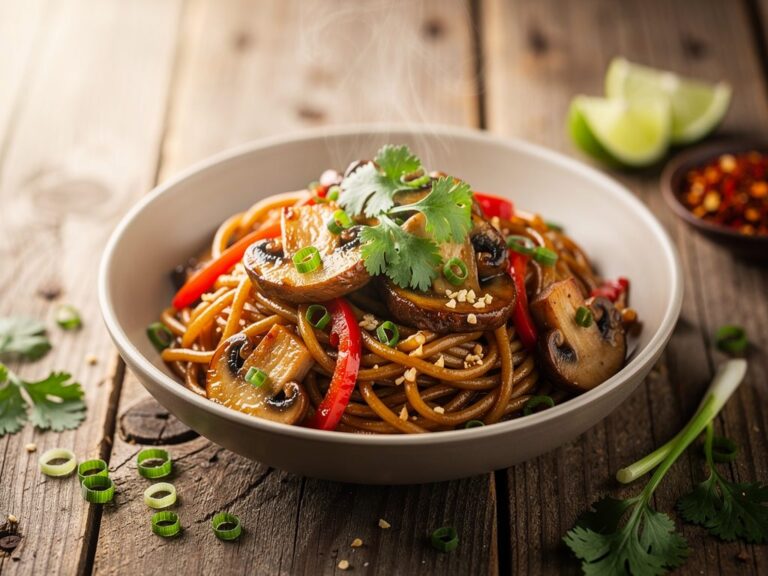 15-Minute Garlic Chili Mushroom Noodles — Vegan, One Pan