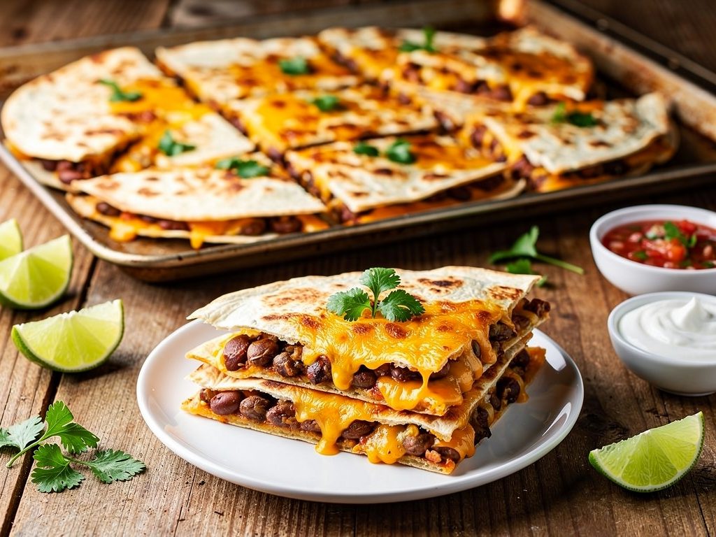 Crispy Sheet Pan Bean & Cheese Quesadillas for a Cheap Easy Dinner