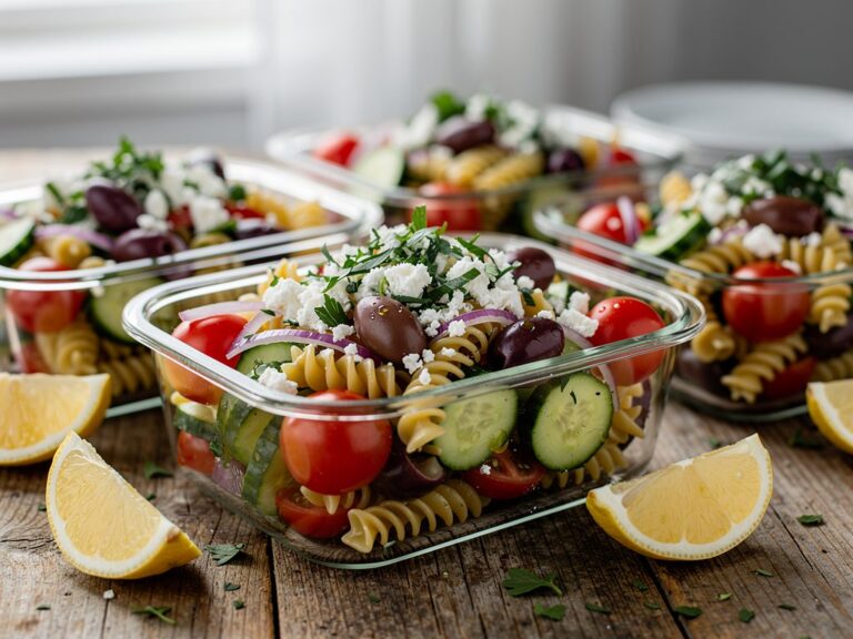 Meal Prep Greek Pasta Salad for Easy Cold Lunches All Week